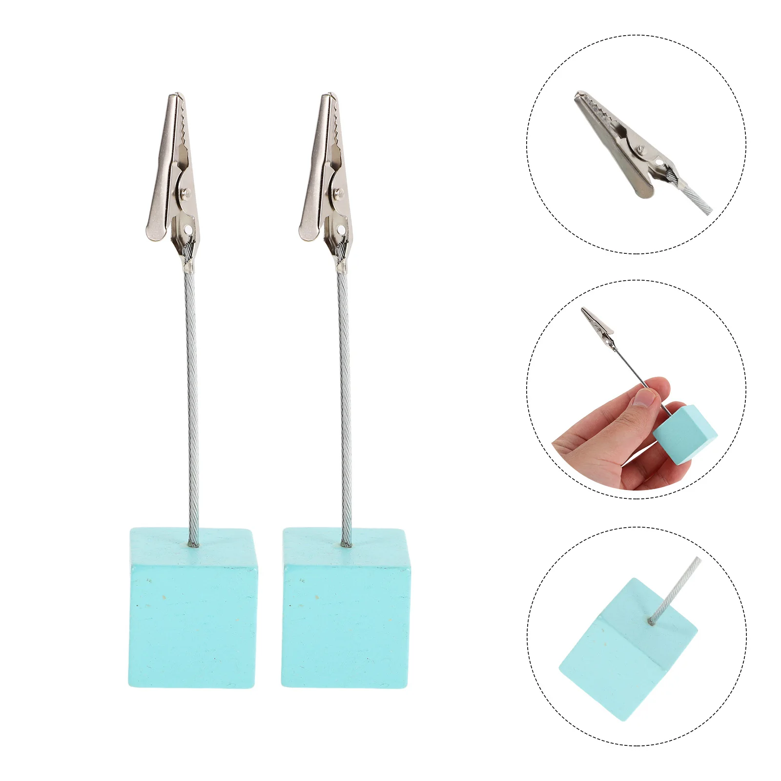 4 Pcs Memo Folder Menu Card Holder Clip Photo Holders Place Desktop Note Stand Display Sky-blue