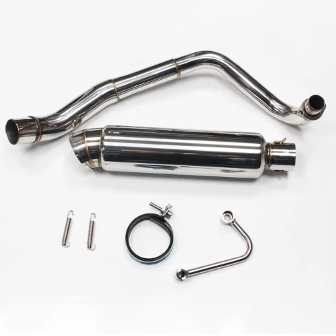 Motorcycle Full Exhaust System Stainless Steel Header Pipe Kit For Honda Monkey Z50 Mini Bike, Chrome Finished Complete Pipe Set