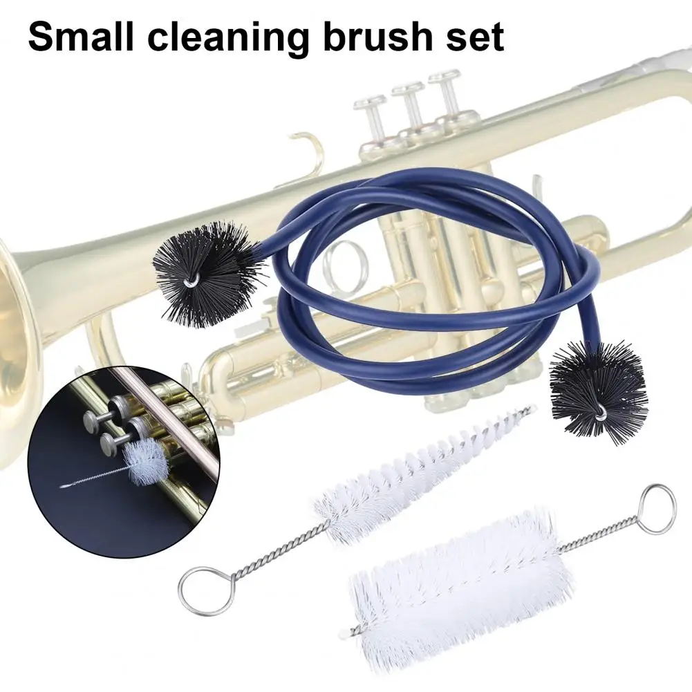 1 Set Kit di manutenzione tromba pieghevole presa serpente pennello bocchino pennello Cornet Kit di pulizia accessori per strumenti musicali