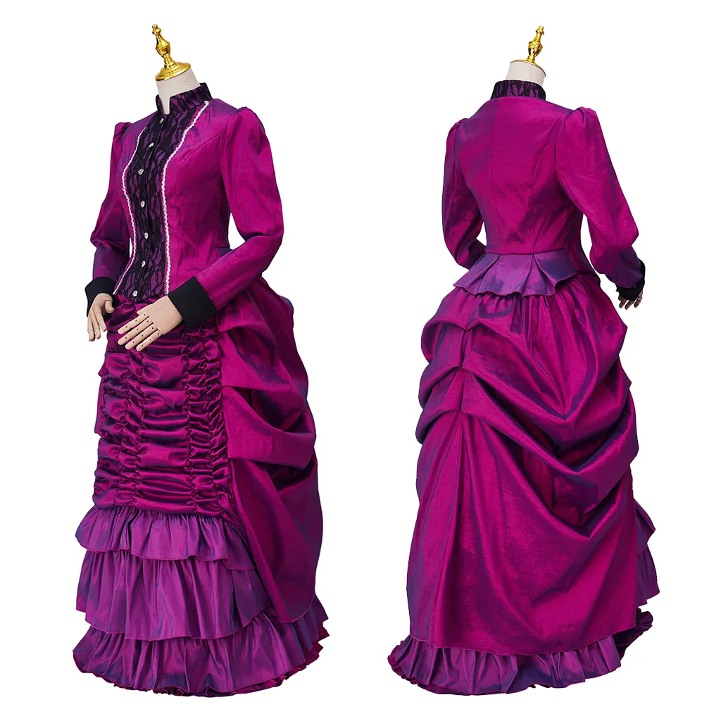 Back to the Future Cosplay Costume 19th Century Victorian Retro Purple Long Dress Tea Party Costume