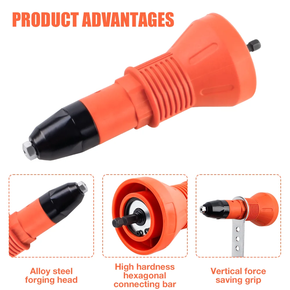 Electric Rivet Gun Conversion Head 2.4mm, 3.2mm, 4.0mm, 4.8mm Pull Rivet Gun Suitable For Electric Drills, Cordless Rivet Gun