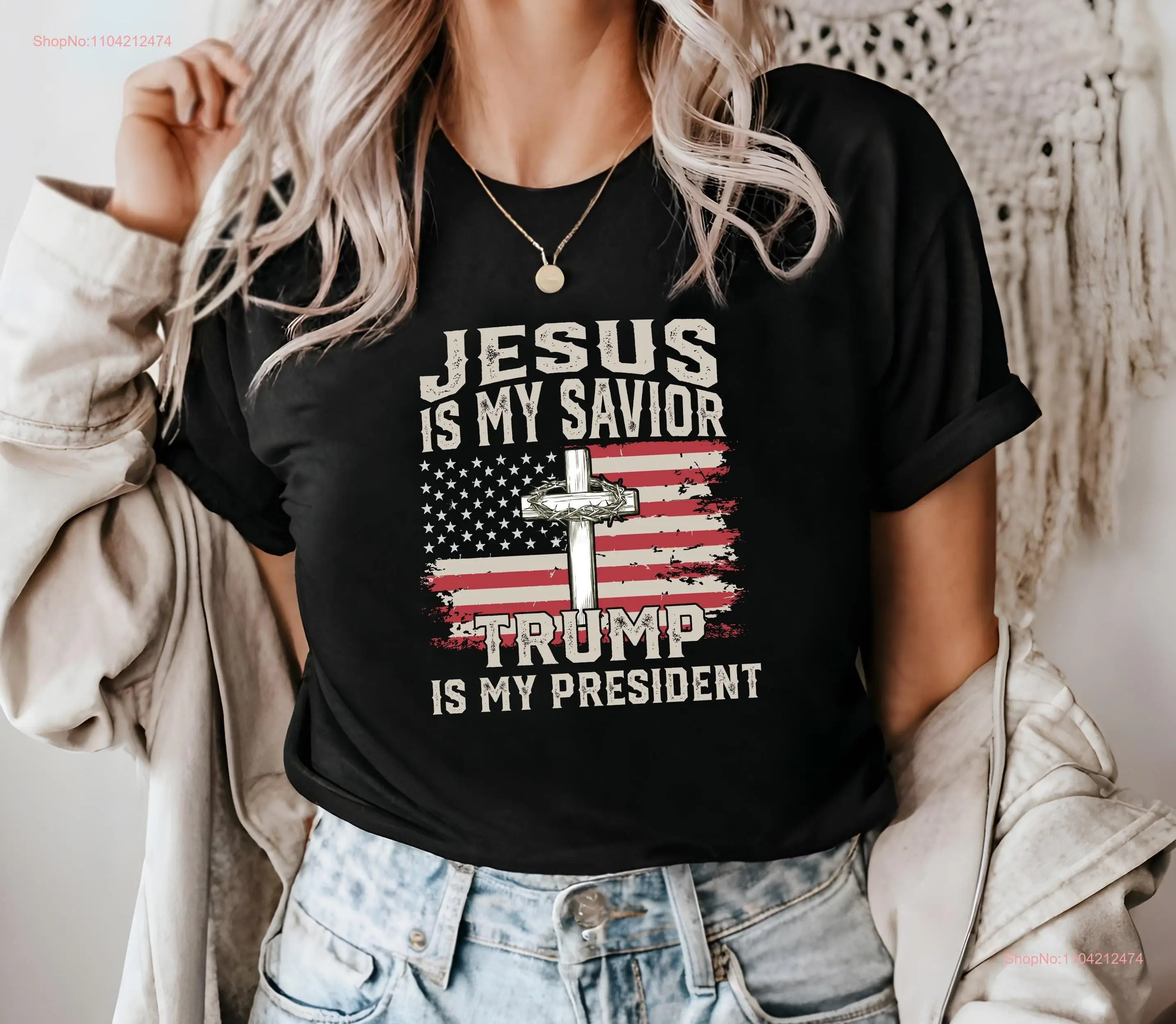 Jesus Is My Savior Trump PresidenT T Shirt Patriotic Christian Religious Political Republican Christmas