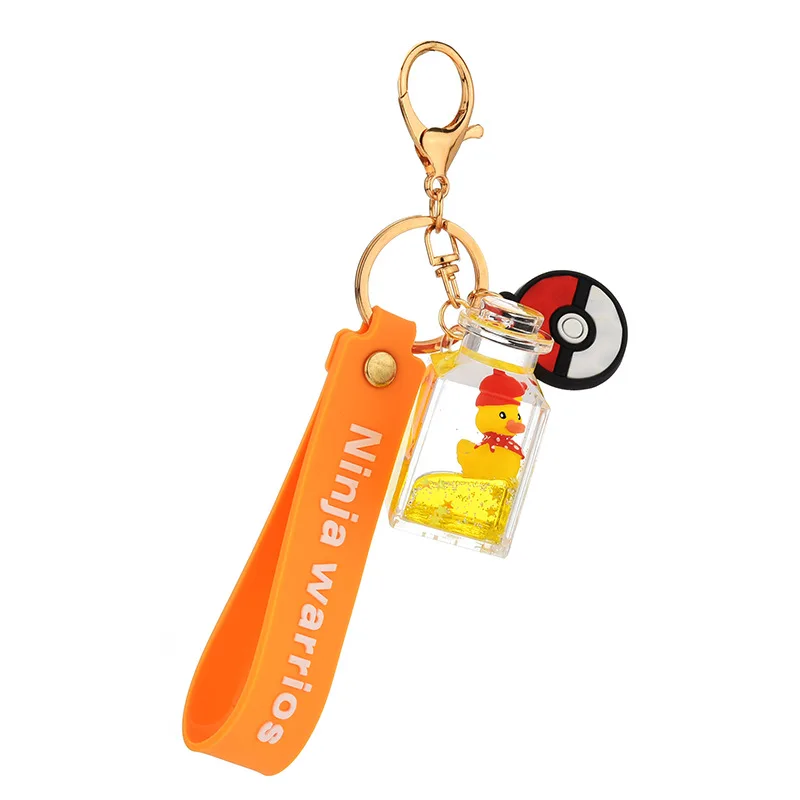 Cartoon Animal Dinosaur Duck Floating Moving Liquid Keychain For Girl Bag Pendant Mug Drink Bottle Keyring Key Charm X289