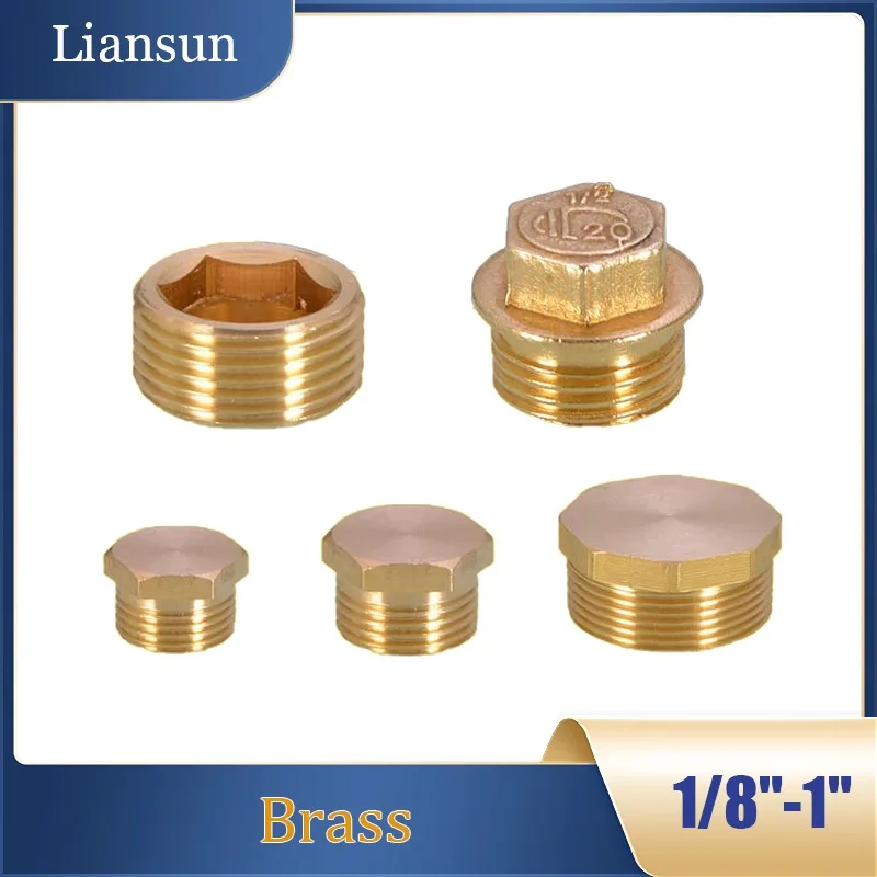 

1/2" Brass Male Thread Pipe Plug - 1/8" to 1" Size for Water Heating & Pneumatic, Copper Pipe Cap