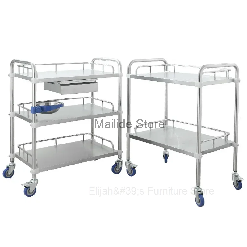 

Nordic Stainless Steel Salon Trolley Barber Shop Medical Tool Trolley Minimalist Salon Furniture Hospital Mobile Storage Trolley