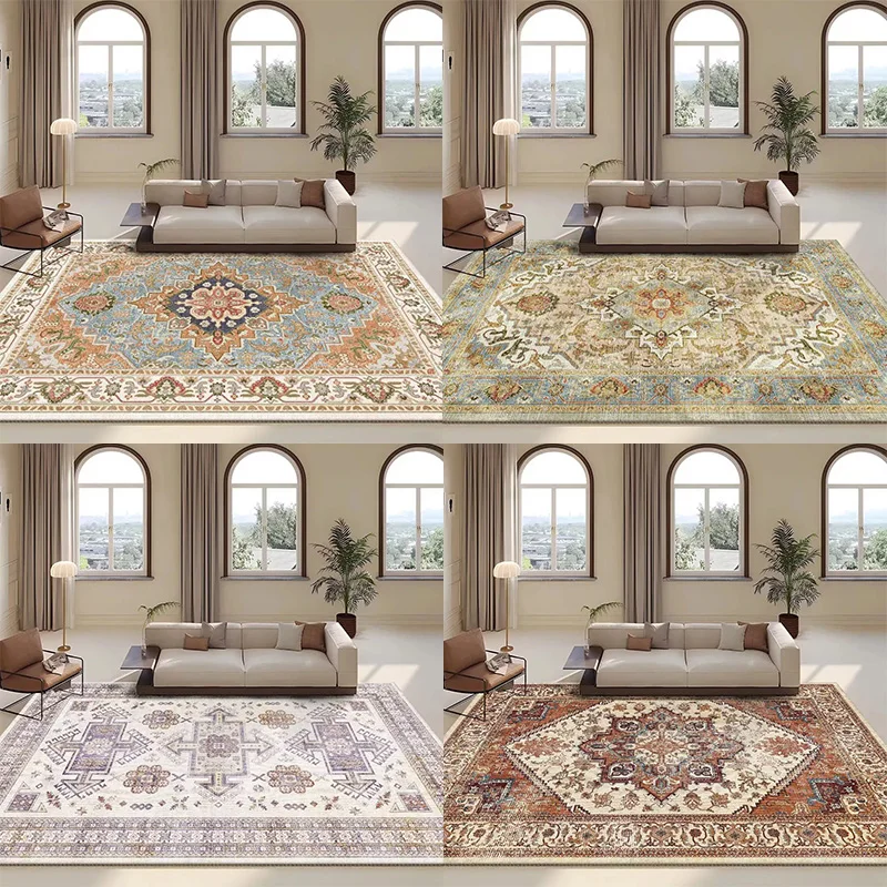 

Persian Retro Rug For Living Room Sofa Area Non-Slip Washable Rug For Bedroom