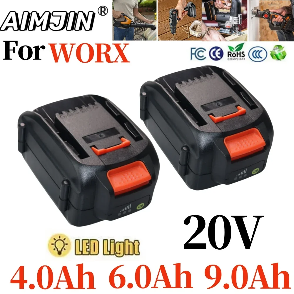 

For Worx cordless drill tool WA3578 electric tool battery 20V 4000mAh/ 6000mAh/8000mAh lithium-ion replaceable battery