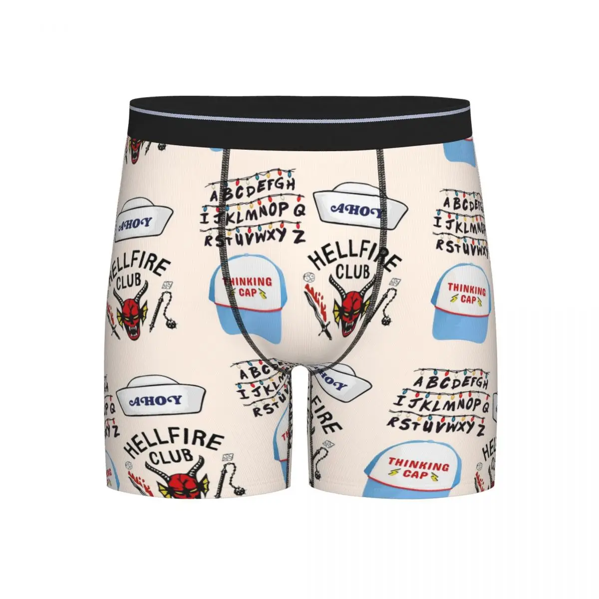 

Long Boxer Underpants Shorts Stranger Sticker Panties Male Breathable Underwear for Homme Man Boyfriend Gift