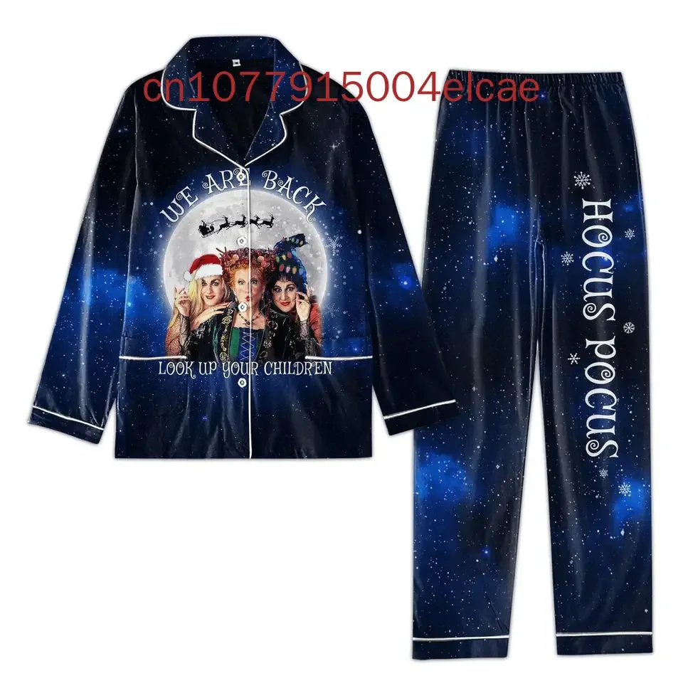 2024 New Disney Halloween Hocus Pocus  Pajama Set Casual Men's and Women's Long Sleeve Shirt Pajama Set