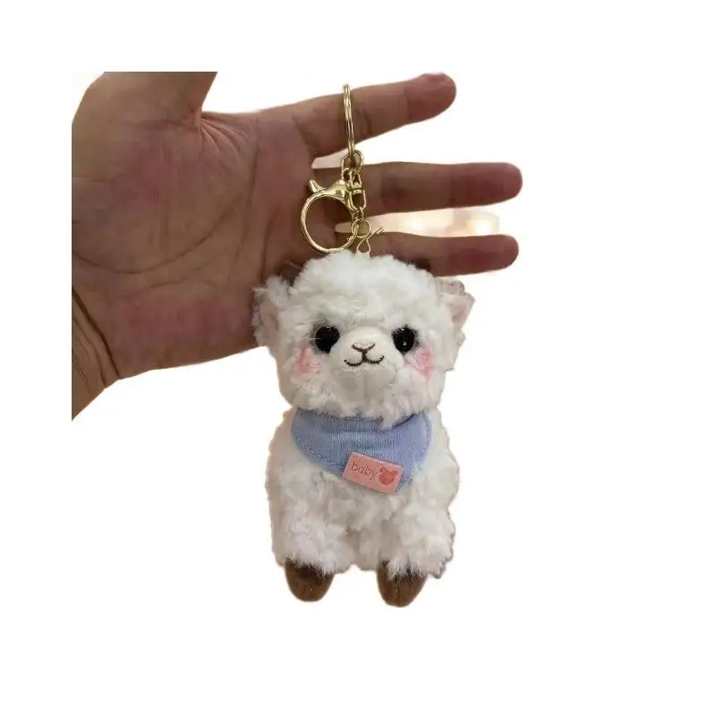 Cute White Lamb Stuffed Plush Toy with Decorative Bandana Soft Huggable Plushie for Kids Gift Baby Nursery Room Decor
