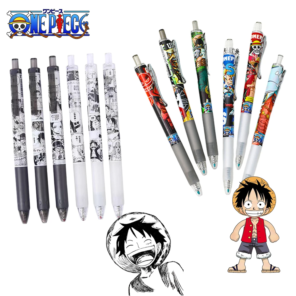 

6Pcs Anime ONE PIECE 0.5mm Pens Luffy Zoro Sanji Nami Usopp Robi Gel Pens School Office Stationary Supplies Gifts Kids Toys