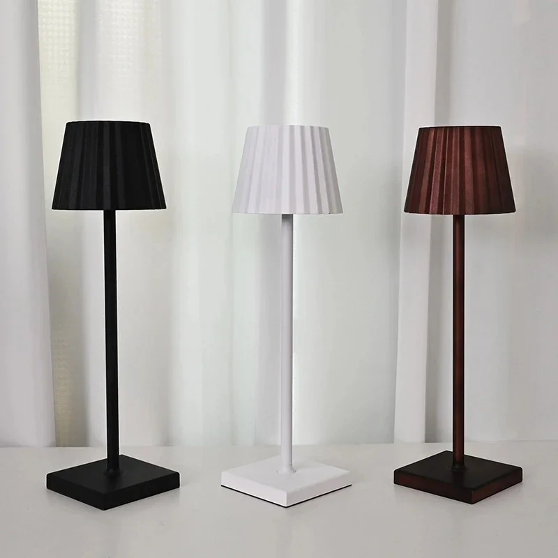 Hotel Bar Home Decoration Desk Lamp Pleated Table Lamp For Living Room Home Decoration Nordic Usb Rechargeable Bedside Lamps