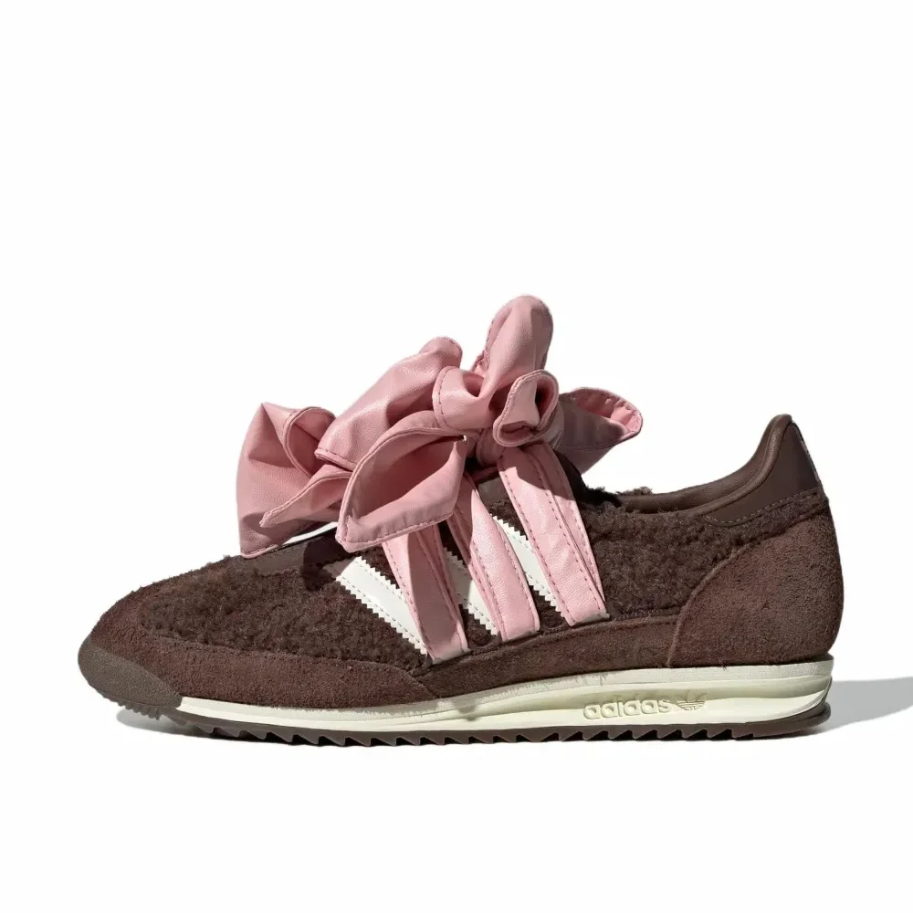 Adidas Caroline Hu x SL 72 OG Fashion Single Show Women's Bow Running Shoes Soft Comfortable Brown with Pink Bow