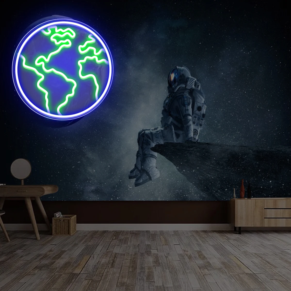 The earth modelling neon lamp is suitable for the science and Technology Museum Game Hall room decoration neon lamp