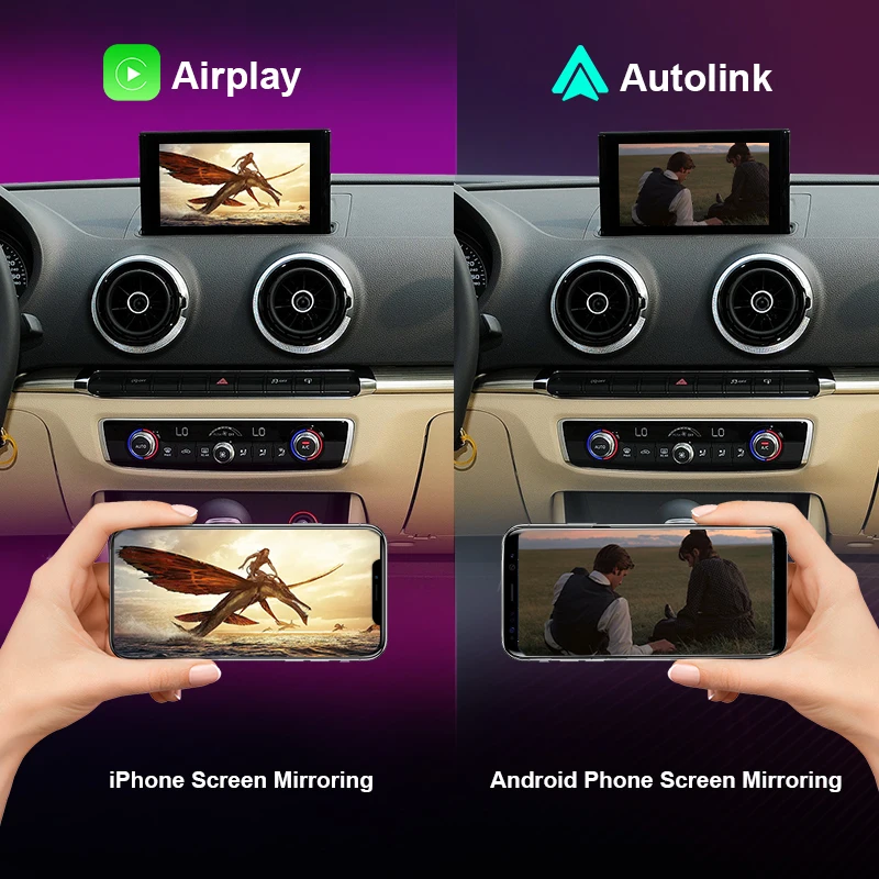 Wireless CarPlay Android Auto Interface for Audi A3 A4 A5 A6 A7 A8 Q3 Q5 Q7, with Mirror Link AirPlay Support Camera Functions