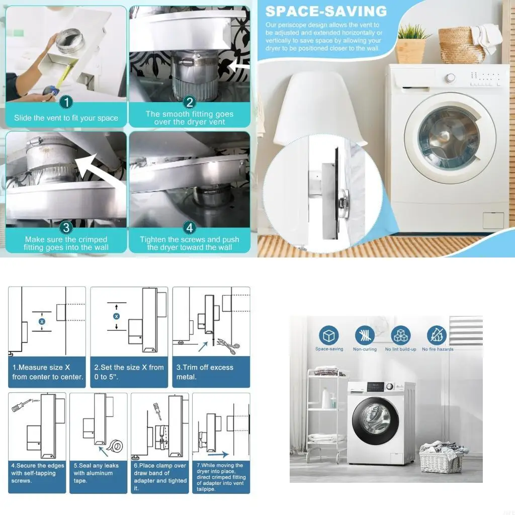 J6PE Practical Laundry Dryer Ventilation Offset Set Stainless Steel Prevents Hose Kinking Improves Airflows Efficiency