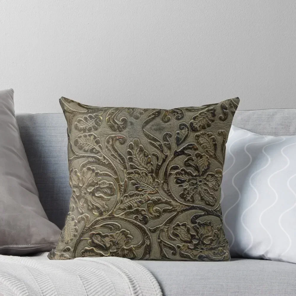 

Olive & Brown Tooled Leather Pattern Throw Pillow Cushions For Decorative Sofa autumn pillowcase Sofas Covers pillow