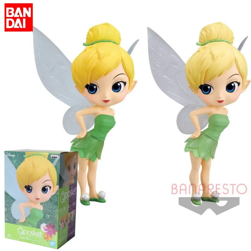 Bandai 14Cm Original Disney Characters Qposket Tinker Bell Action Figure Toys For Kids Gift Collectible Model Ornaments