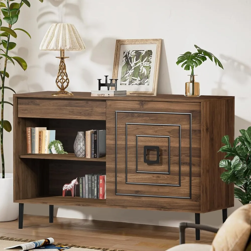 Exquisite Sideboard Buffet Cabinet with Storage, Accent Storage Entryway Table, Large Wood Accent Coffee Bar with Drawers and Sh