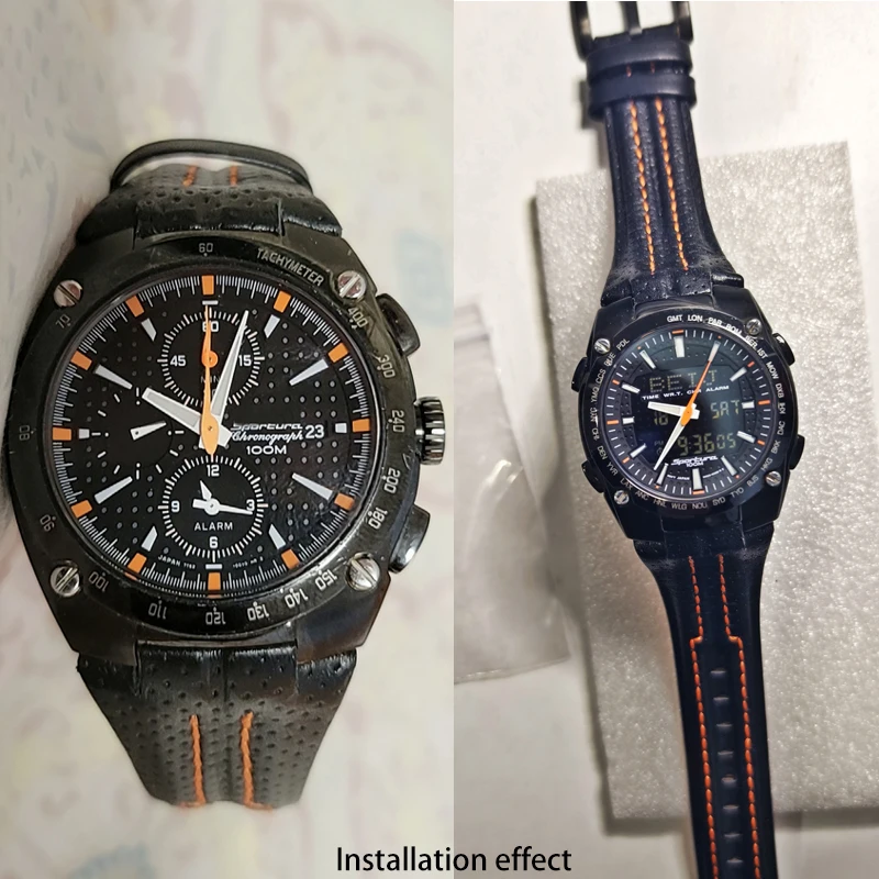 Para seiko sportura snl029p2 snl021p1 sna595p2 snl017p1 pulseira 27x15mm boca convexa pulseiras de relógio de couro genuíno