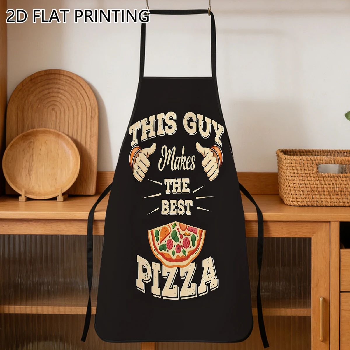 1pc Best Pizza Text Pattern Apron For Pizza Maker Home Kitchen Baking Use