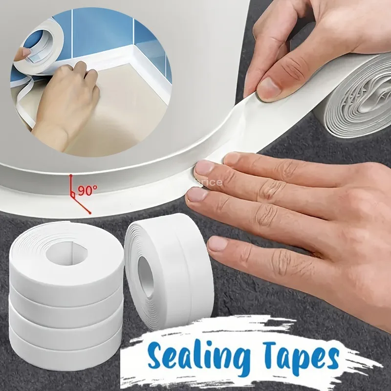 Waterproof Sealing Tape Bath Sealing Tape Strips PVC Self Adhesive Wall Sticker for Bathroom Kitchen Caulk Strip Sink Mold Proof