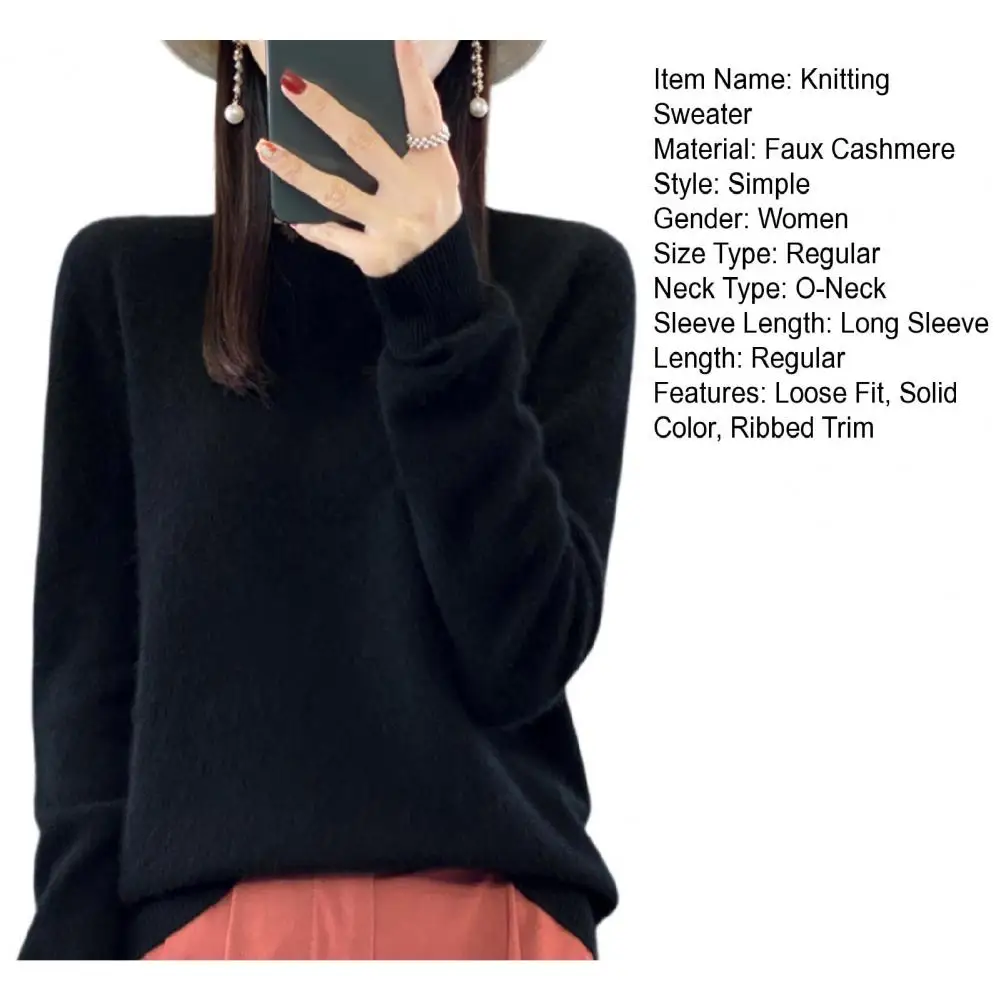 Soft Imitation Cashmere Sweater Half-high Neckline Sweater Cozy Crew Neck Knitting Sweaters for Women Soft Faux Cashmere Jumper