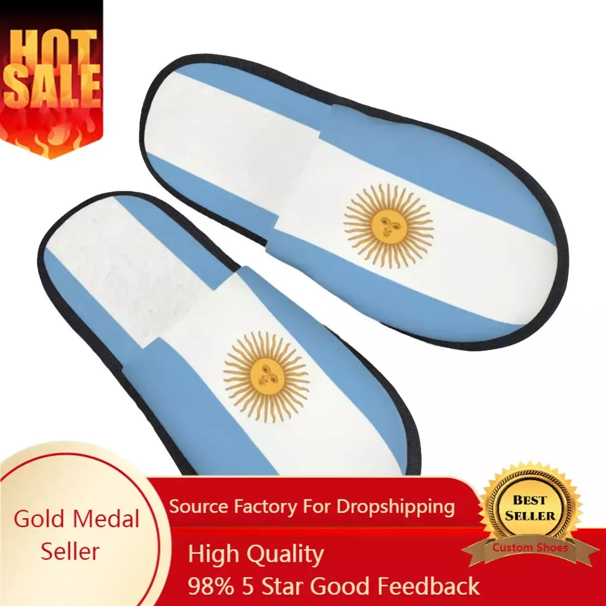 

Flag Of Argentina Soft Scuff Memory Foam Slippers Women Spa House Shoes