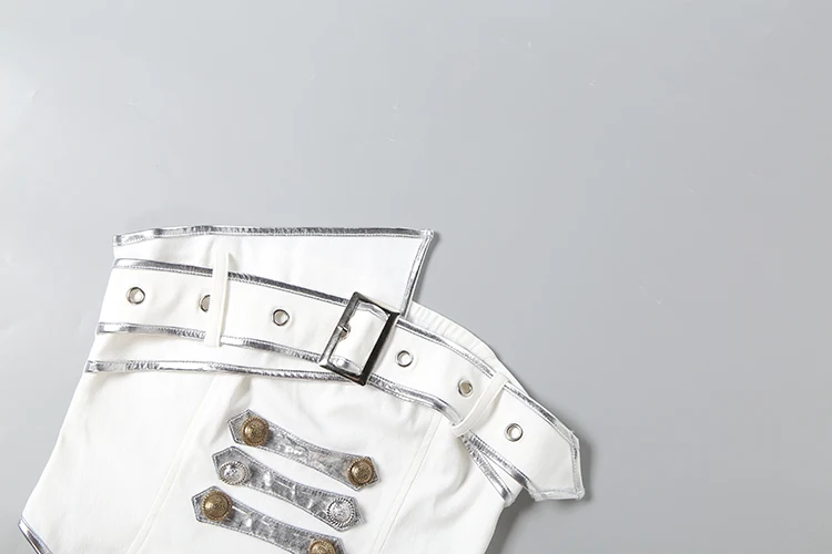 Weird Puss Tanktops mit Gürtelschnallen-Dekoration für Damen, doppelreihig, unregelmäßiger Saum, schmal geschnitten, für Musikfestivals, modisch, heiß, Streetwear – Detail 6