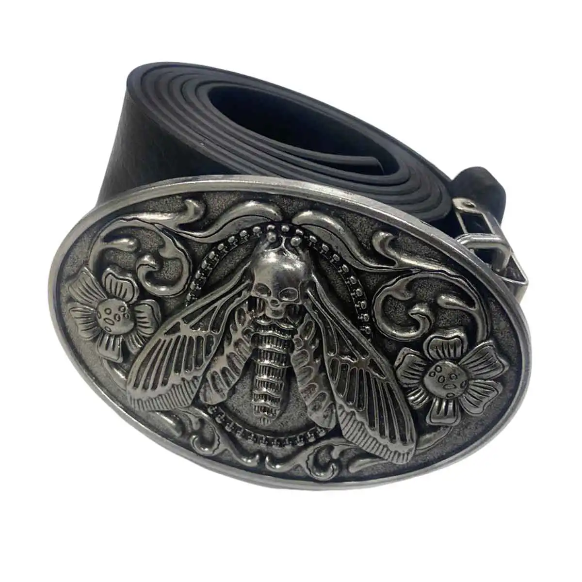 Oval Skull Bee Belt Buckle - Retro Western Cowboy Style Embossed Red Belt Buckle for Men