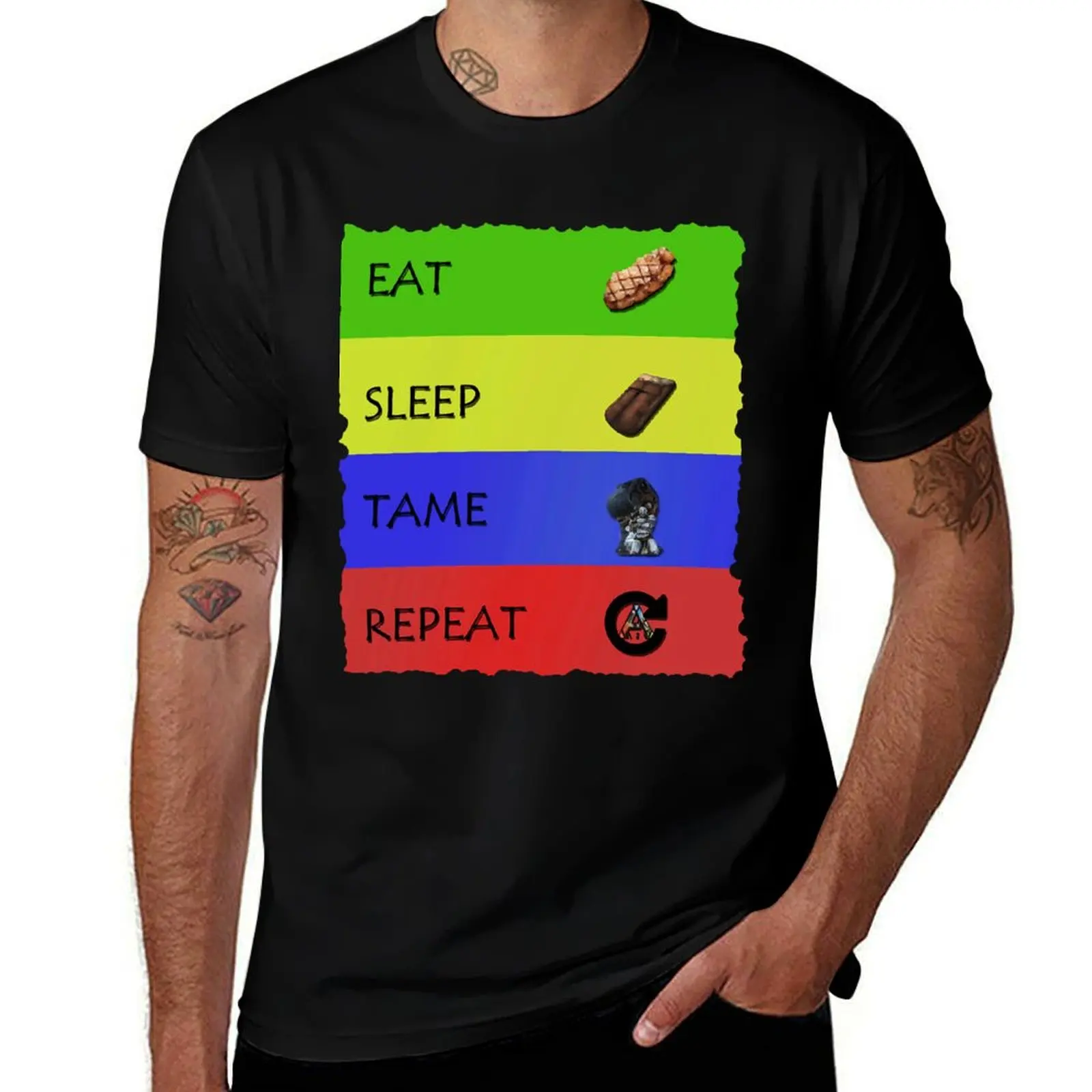 T-shirt imprimé Streetwear My Favorite People Ark Survival Evolved Eat Sleep Tame Repeat, cadeau pour les fans