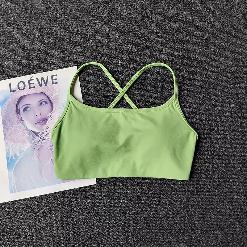 Colorful Strappy Sports Bra with Sexy Crisscross Back, Light Support & Quick-Dry Fabric, Ideal for Summer Workouts and Layering view 6