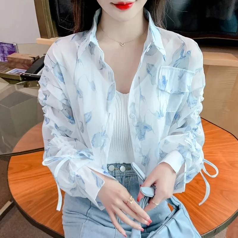 New 2026 Summer Short Sunscreen Clothing Ice Silk Drawstring Ultraviolet-proof Thin Women Outerwear Casual Shirt Coat Top
