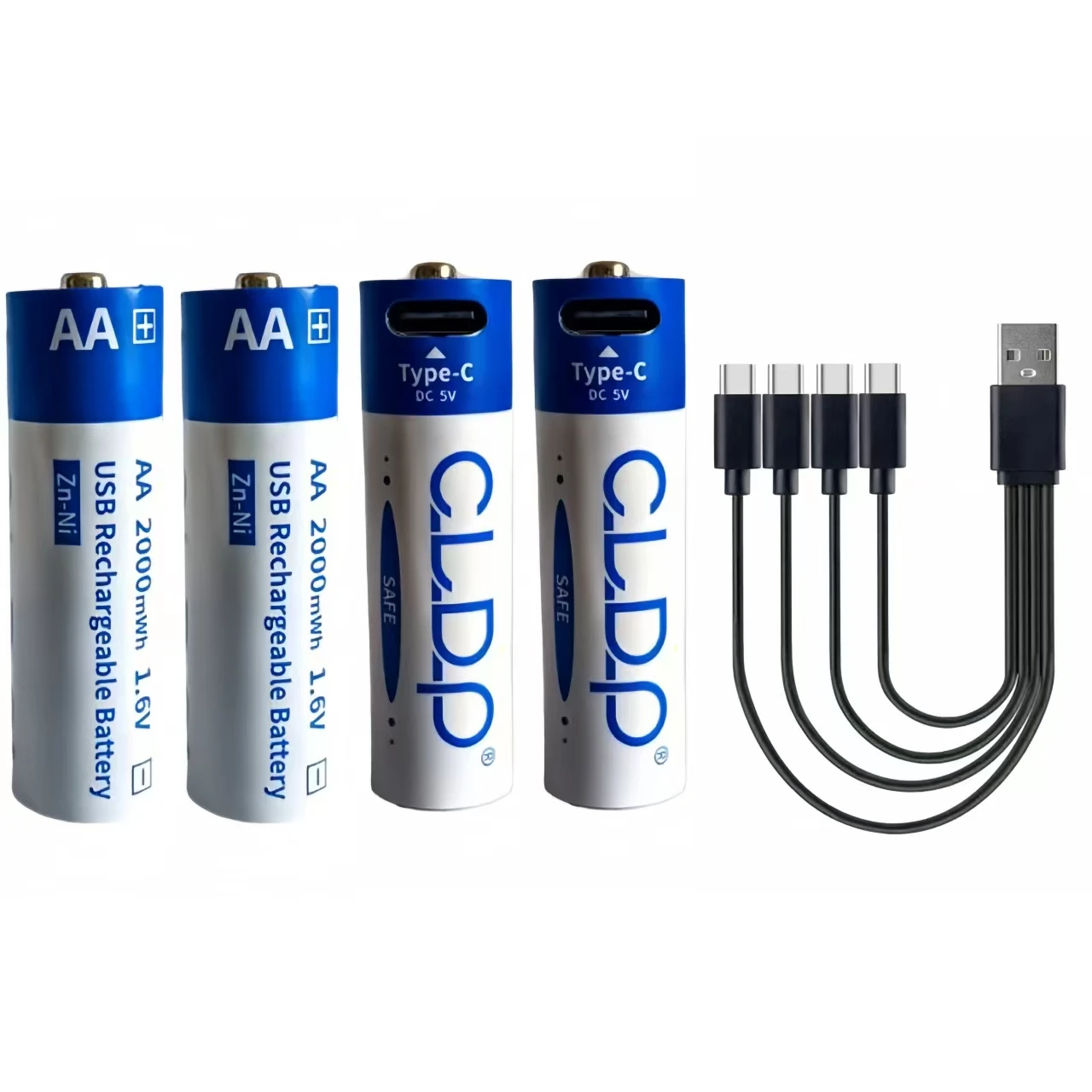 4 개/몫 1.6V AA 충전식 배터리 NI-ZN 2000mWh USB 배터리 센서 지문 잠금 게임 컨트롤러 특수 배터리