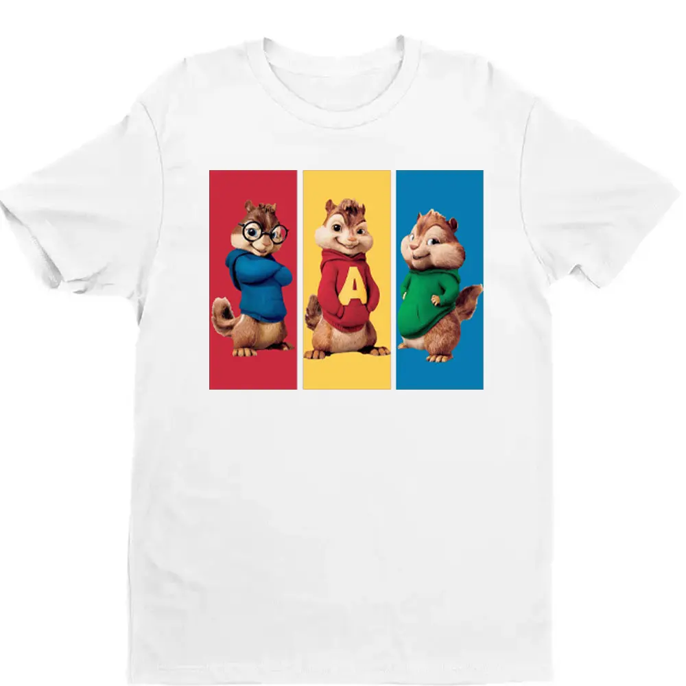 Unisex Shirt Alvin and The Chipmunks: The Squeakquel's Short Sleeve Graphic T Shirts High Quality Cotton Tee Tops Cartoon Shirts