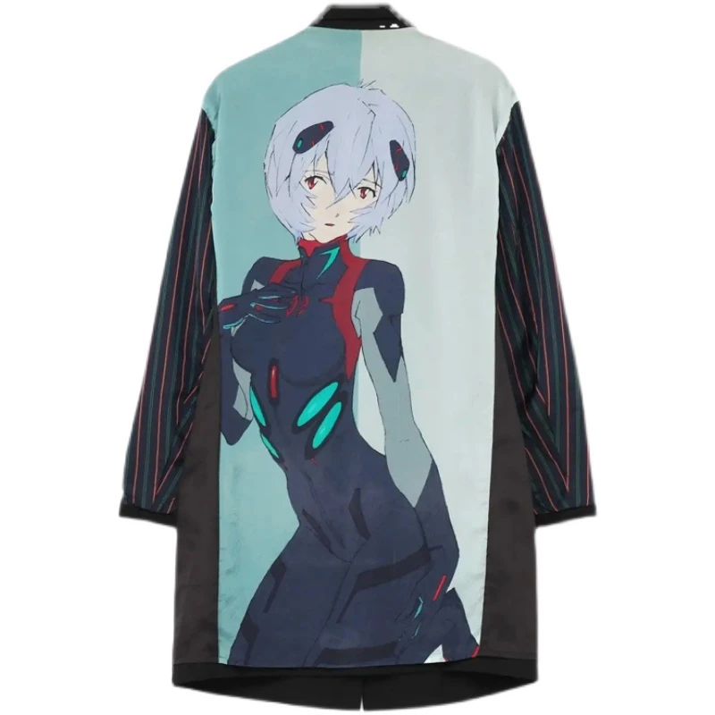 YAMAMOTO-Style Coat 2024 HighQuality Dark Cartoon Evangelion Ayanami Rei Medium Length Suit Coat Owens Casual Coat