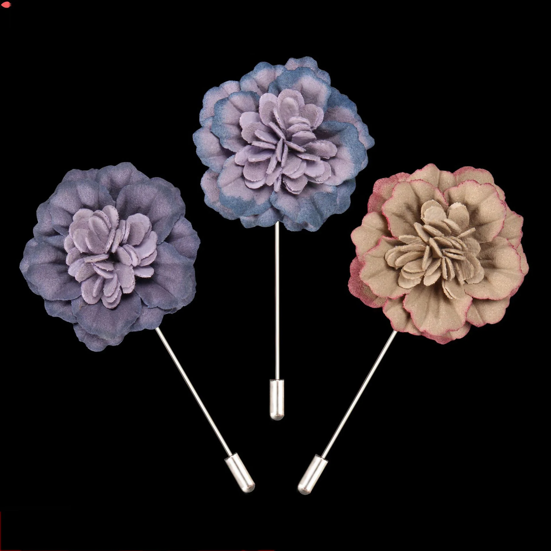 20 PCS/lot , Men's Petal Flowers Brooches Wedding Boutonniere, Suit Lapel Pins