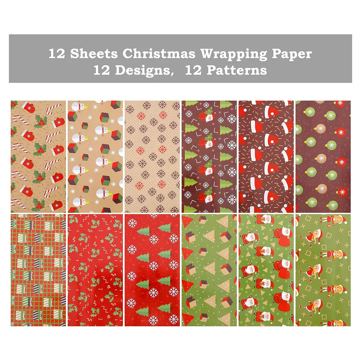 

12 Pack Wrapping Paper Sheets,For Christmas Birthday Party Wrapping Paper Set Gift Wrap Papers
