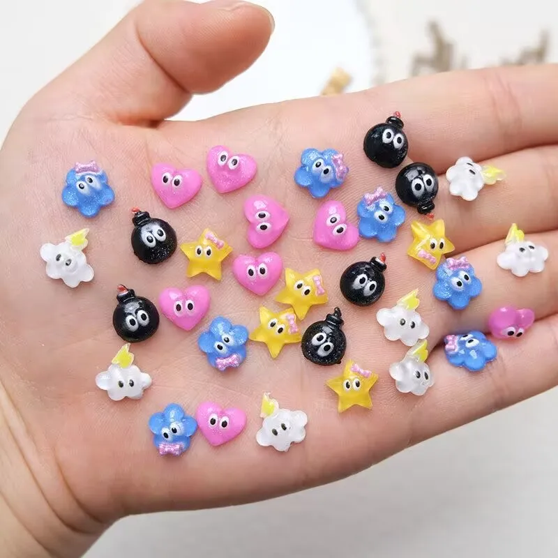 20pcs star cloud heart mini resin nail charm acrylic Crafts Cabochon Jewelry Manicure Hairpin Scrapbook Decor Craft