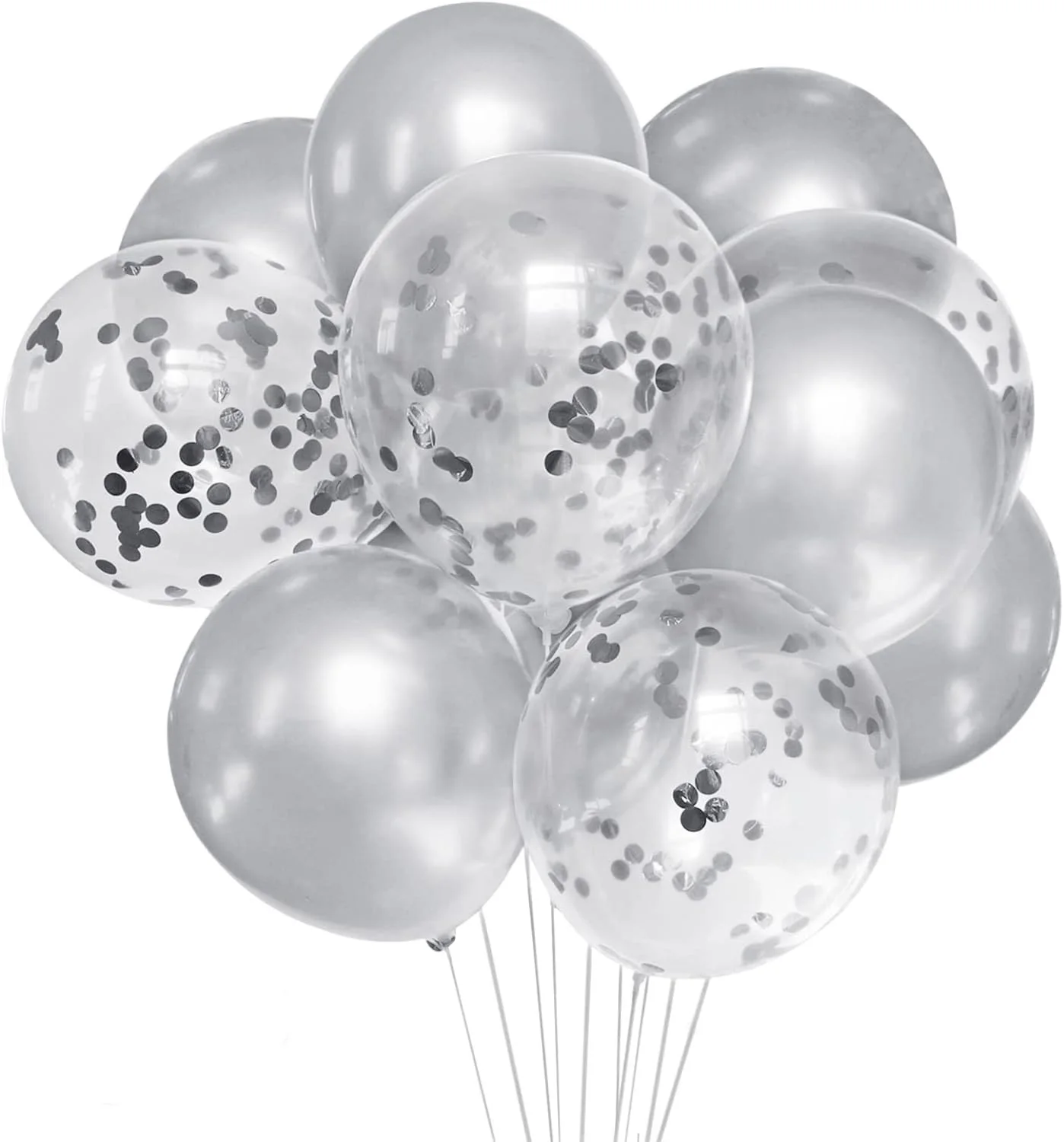 20pcs silver latex balloon set suitable for birthday parties, wedding ceremonies, and graduation decorations