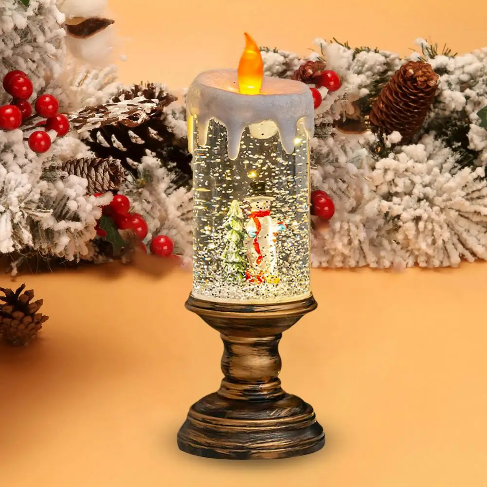 Resin Christmas Candles Festive Christmas Flameless Led Candles for Holiday Decorations Santa Claus Snowman Flickering Candle