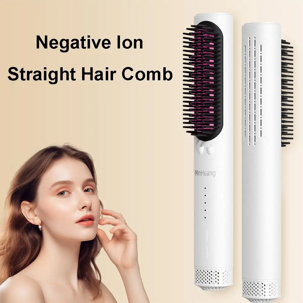 

Portable Negative Ion Hair Straightener 4 Temp Settings Cool Air Straightening Comb Wired 140-200C° Straight Hair Comb