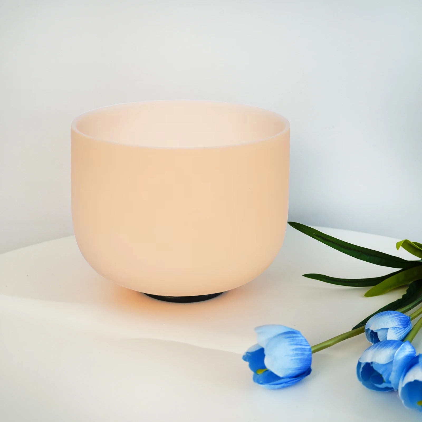 Hye-eun 4pcs 6-12inch Orange Frosted Quartz Crystal Singing Bowl Chakra Set 440hz/432hz Relaxation Meditation Bowls with Bag