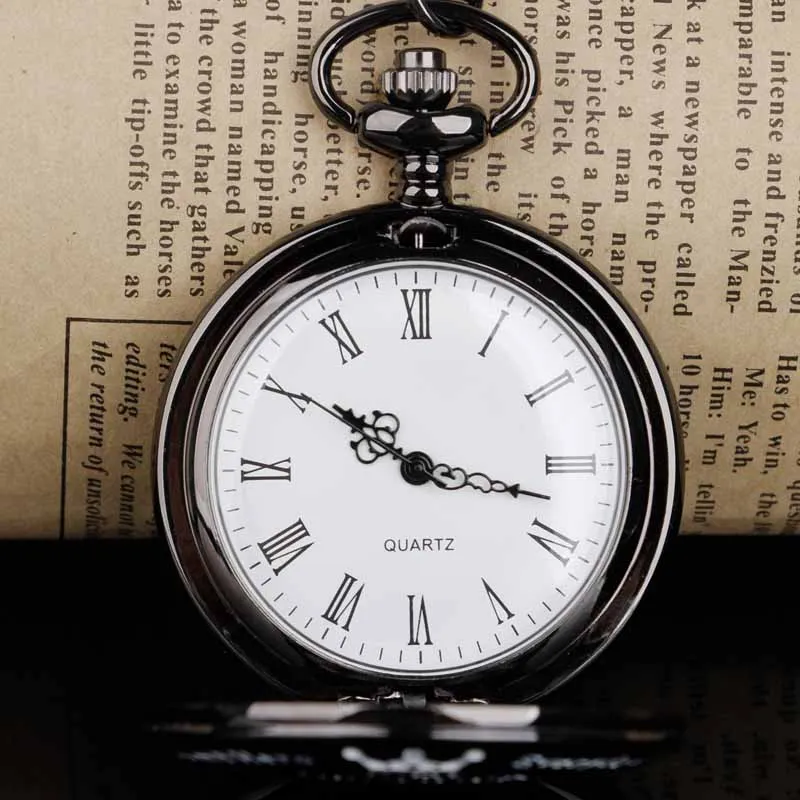الرجال الكلاسيكية تاج "Love Grandpa Forever" ساعة جيب سوداء قلادة قلادة هدايا للرجال Reloj De Bolsillo Antiguo