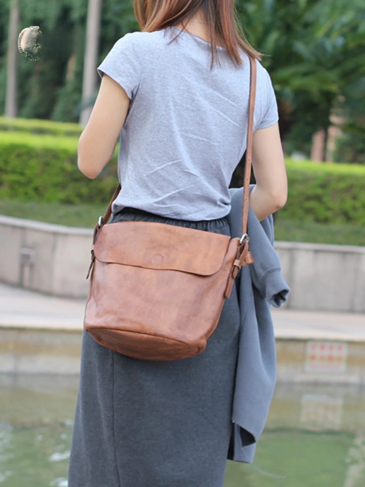 Retro Leather Crossbody Bag for Women Casual Soft Pure Top Layer Cowhide Single Shoulder Slant Bag Leisure Handbag