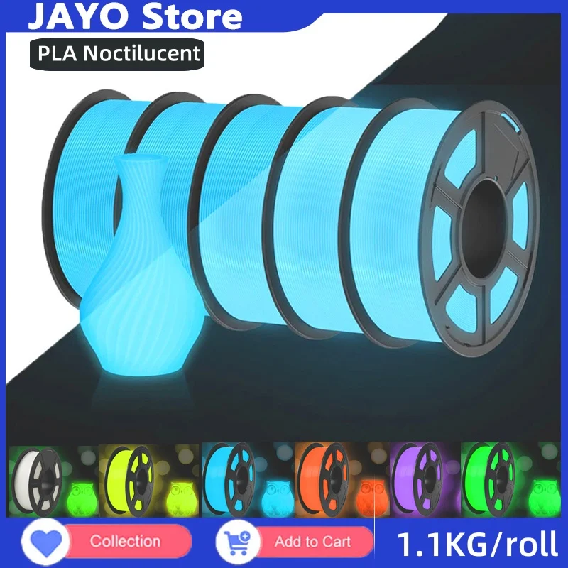 JAYO PLA Noctilucent PLA 3d Printer Filament  1.75mm +/-0.02mm 1.1KG For Bambu FDM 3D Printer Neatly Wound 3D Printing Material