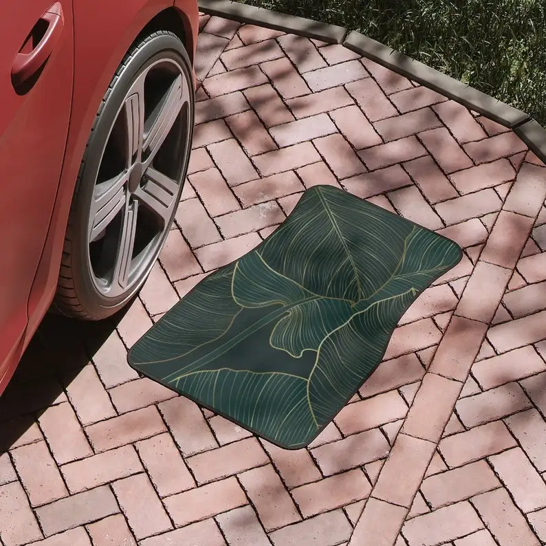 Graphic Car Floor Mats, Tropical car Accessory, nature green Car Floor Mats, Philodendron plant girls car decor Car Floor Mats