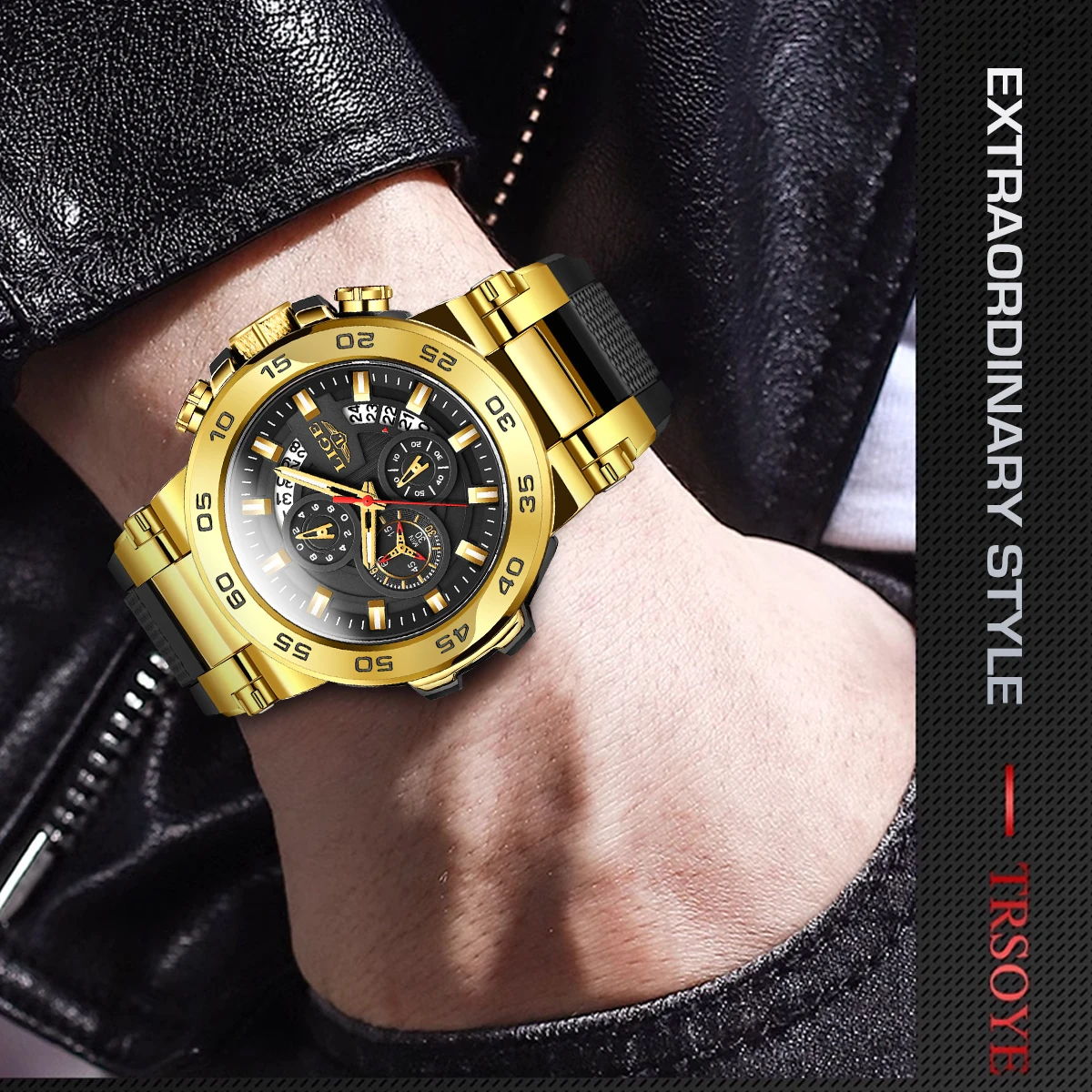 Nuevos relojes para hombre LIGE, marca de lujo, reloj con esfera grande, reloj de pulsera de cuarzo resistente al agua para hombre, reloj cronógrafo deportivo, reloj Masculino