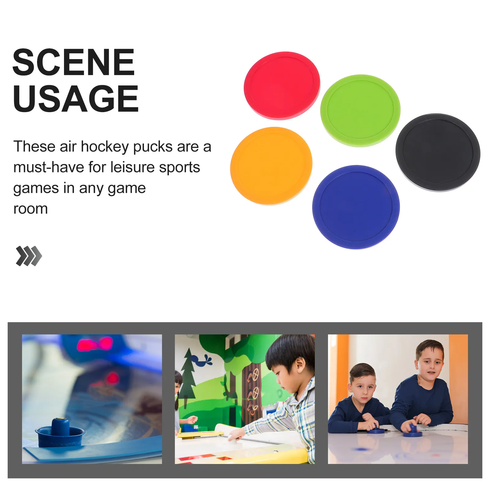 

5Pcs Ice Hockey Pucks Replacement Round Pucks for Air Hockey Table Accessories Indoor Game Equipment Fast Action Smooth Surface