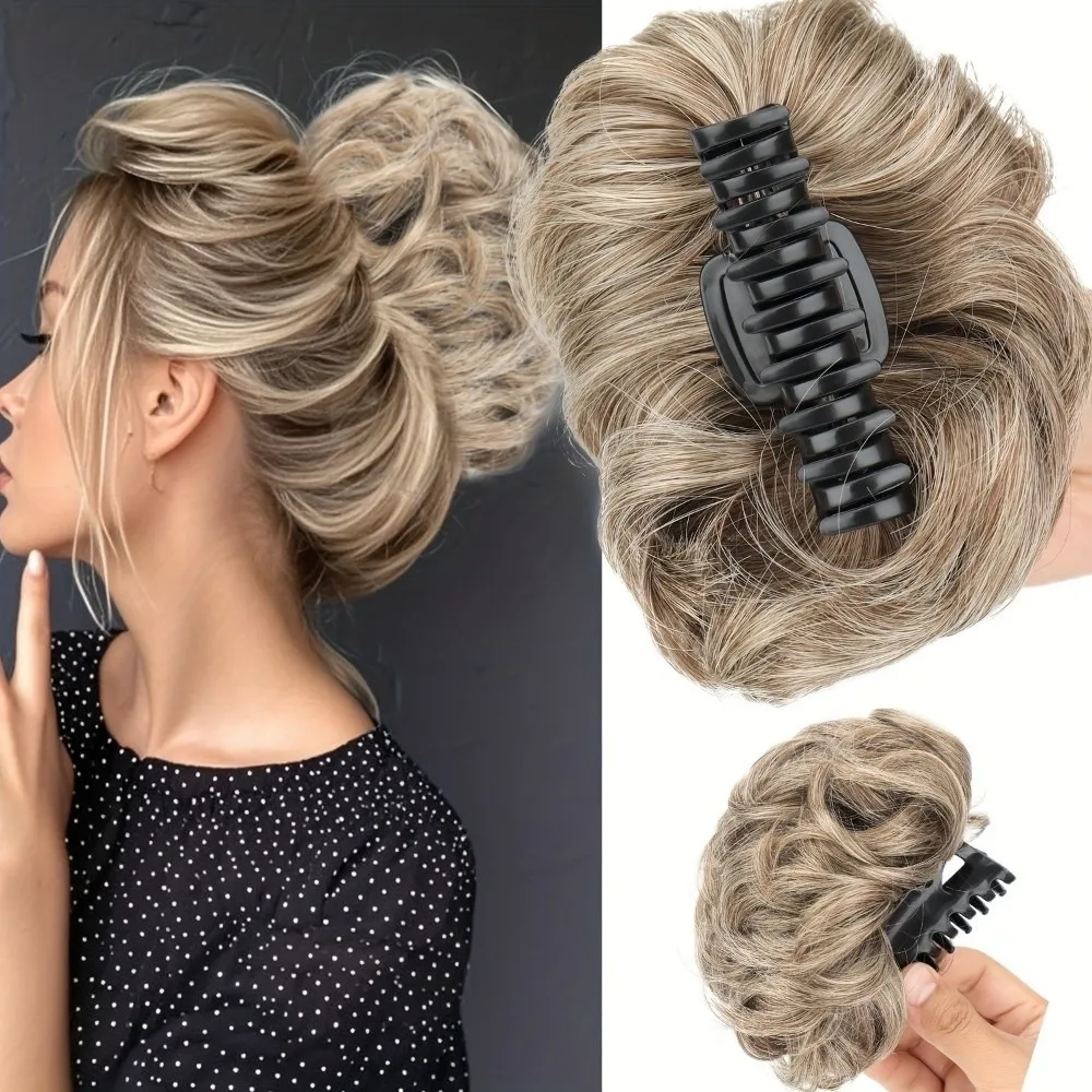 

On Messy Hair Bun Hair Bun Claw Clip Hairpieces Synthetic Hair Extensions Wig Hair Clip Wavy Hair Chignon Hair Piece